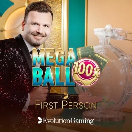 First Person Mega Ball slot visual from Evolution available on beticocasino.pl